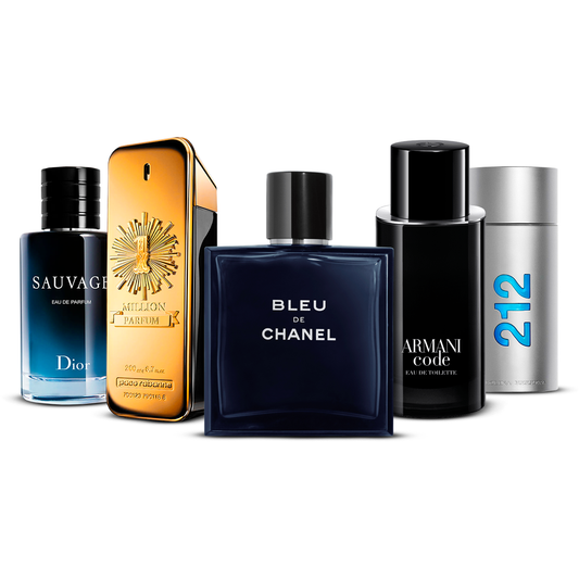 Set de 5 Perfumes – Sauvage, 1 Million, Bleu de Chanel, Armani Code i 212 Men [100 ml cada uno]