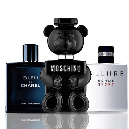 Set de 3 Perfumes | Moschino Toy Boy + Bleu de Chanel + Allure Homme Sport 100 ml