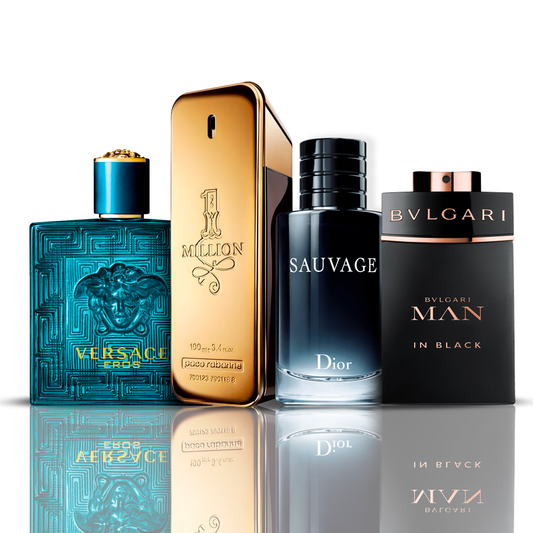 Set de 4 Perfumes | Eros Versace + One Million Paco Rabanne + Bvlgari Man in Black + Sauvage Dior 100 ml